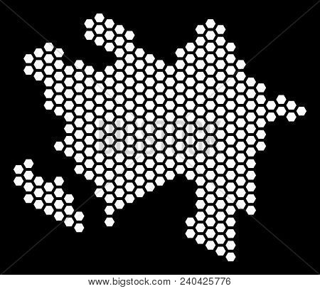 Honeycomb Azerbaijan Map. Vector Territorial Scheme On A Black Background. Abstract Azerbaijan Map C