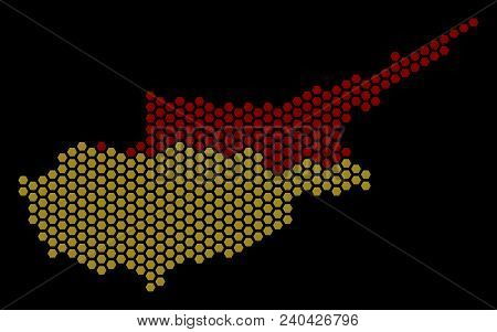 Hexagon Cyprus Countries Map. Vector Geographic Scheme On A Black Background. Abstract Cyprus Countr