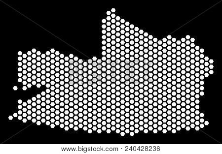 Hex Tile Kaliningrad Region Map. Vector Territorial Scheme On A Black Background. Abstract Kaliningr