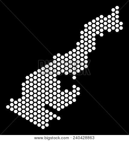 Hex-tile Monaco Map. Vector Territory Plan On A Black Background. Abstract Monaco Map Mosaic Is Done