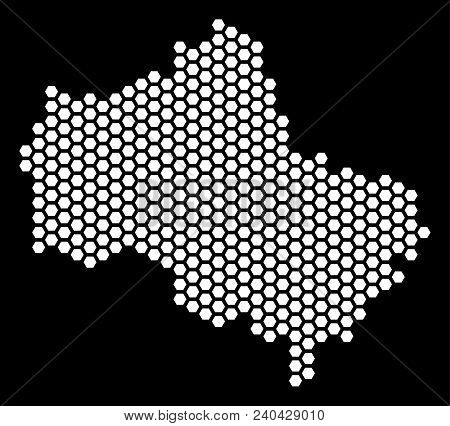 Hex Tile Moscow Oblast Map. Vector Geographic Plan On A Black Background. Abstract Moscow Oblast Map