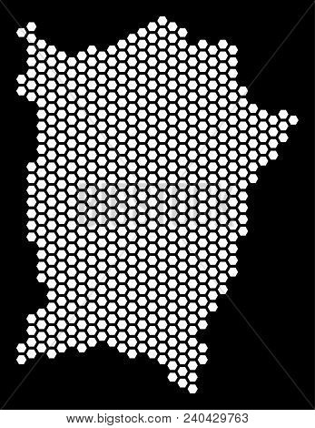 Honeycomb Penang Island Map. Vector Territorial Scheme On A Black Background. Abstract Penang Island