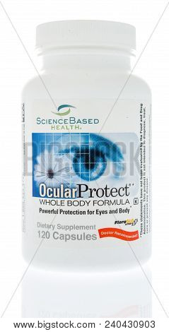 Winneconne, Wi -  21 April 2018: A Bottle Of Science Based Health Ocular Protect Supplement On An Is