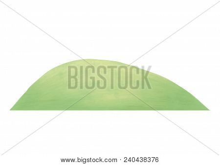Green Field Of Fresh Grass Isolated On White. Llawn Hill Background. Grassplot. Glade