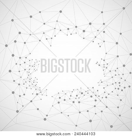 Abstract Black Dots And Polygon On White Background
