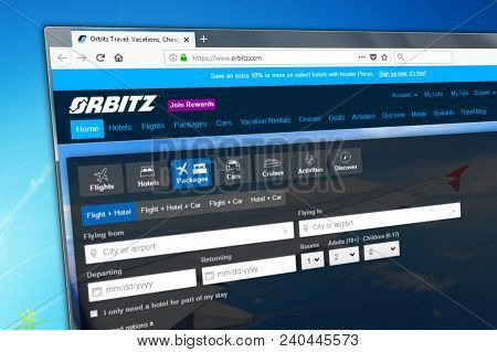 Novosibirsk, Russia - May 13, 2018 - Homepage Of The Official Website For Orbitz - The Travel And Ho