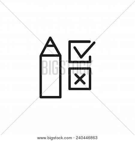 Icon Of School Test. Pencil, Mark, Choice. Exam Concept. Can Be Used For Topics Like Questionnaire, 