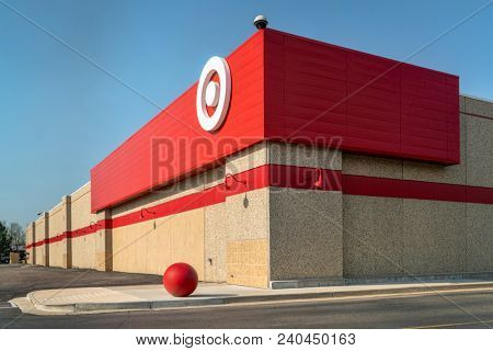 Fort Collins, CO, USA - April 30, 2018: A corner of Target store. Target is the second-largest discount store retailer in the United States.