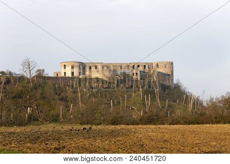 Borgholm, Sweden - Apr 28 2018: Ruin Of The Borgholm Castle In Morning Light, Built Around Year 1100