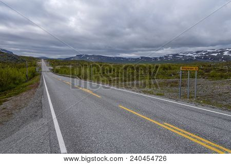 Border Crossing Between Finland And Norway North Of Kilpisjärvi On A Summer Day. Border Crossing Is 