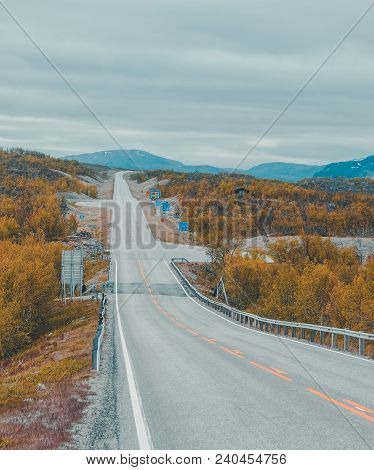 Border Crossing Between Finland And Norway North Of Kilpisjärvi On A Summer Day. Border Crossing Is 