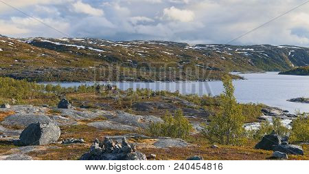Northern Norway, View On The Norwegian Side Of The Border At Riksgrensen, Between Narvik And Abisko 