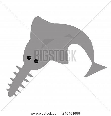 Sawshark Icon. Cute Cartoon Funny Character. Saw Fish Shark. Baby Kids Education. Ocean Sea Life. Fl