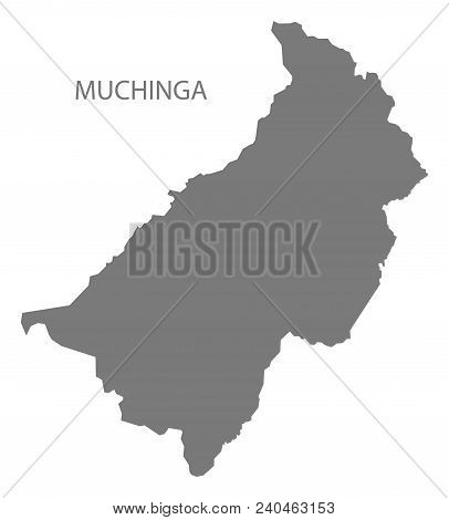 Muchinga Region Of Zambia Map Grey Illustration Shape