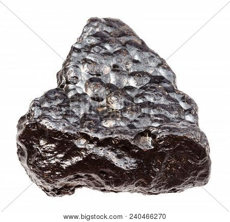 Macro Shooting Of Natural Rock Specimen - Piece Of Hematite (kidney Ore) Stone Isolated On White Bac