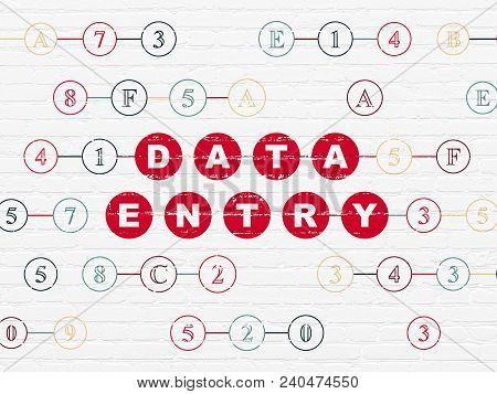 Information Concept: Painted Red Text Data Entry On White Brick Wall Background With Hexadecimal Cod