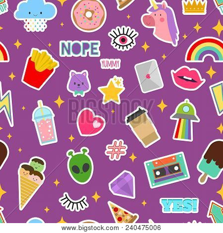 Patch Stickers Vector Sticky Patching Badge Or Embroidery For Patchwork Illustration Set Of Patchy C