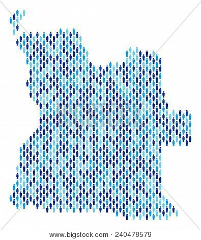 Population Angola Map. Demography Vector Collage Of Angola Map Constructed Of People Elements. Abstr