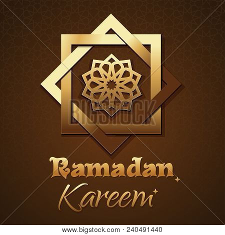 Ramadan Kareem Greeting Background. Ramadan Kareem Congratulatory Lettering And Traditional Arabic P