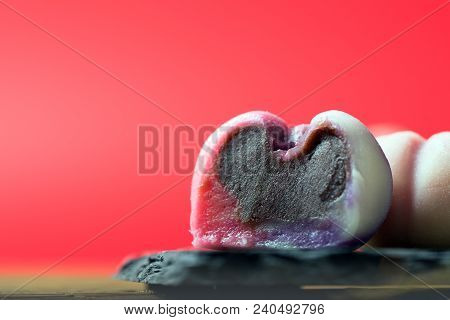 Japanese Traditional Confectionery Cake Wagashi Served On Plate