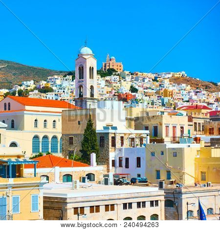 Ermoupoli town in Syra Island, Cyclades, Greece