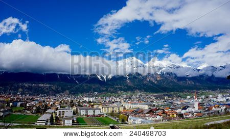 Mountain landscape in a small town in Austria in the alps