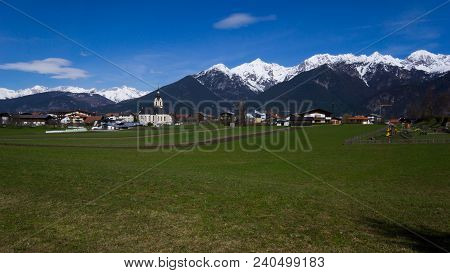 Mountain landscape in a small town in Austria in the alps