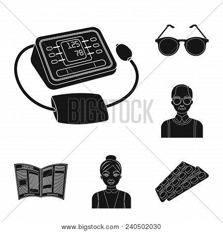 Human Old Age Black Icons In Set Collection For Design. Pensioner, Period Of Life Vector Symbol Stoc
