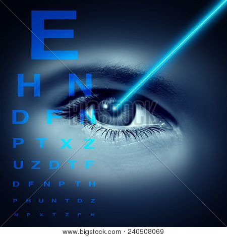 Laser Eye Surgery And Opthalmology Eyesight Correction Medical Symbol In A 3d Illustration Style.