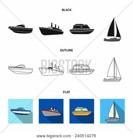 Protection Boat, Lifeboat, Cargo Steamer, Sports Yacht.ships And Water Transport Set Collection Icon