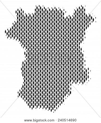 Demography Chechnya Map People. Population Vector Cartography Mosaic Of Chechnya Map Done Of Person 