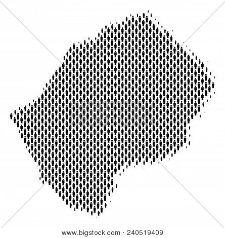 Demography Lesotho Map People. Population Vector Cartography Concept Of Lesotho Map Composed Of Man 