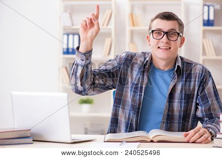 Young student studying over internet in telelearning concept