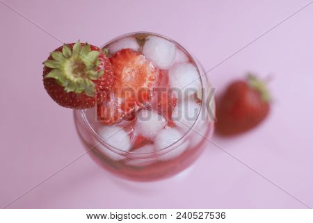 Homemade Delicious Red Sangria With Strawberry Ice Summer Drin