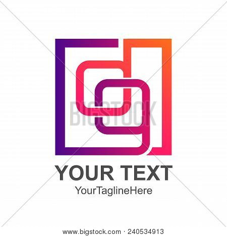Initial Letter Dg Logo Design Template Element Colorful Square For Business And Company Identity