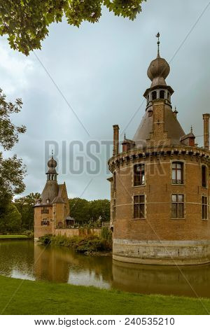 Ooidonk medieval castle in Flanders Belgium rebuilt in renaissance style in the 16th century
