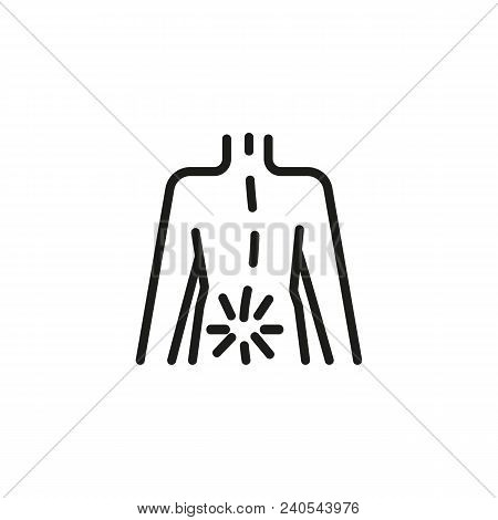 Rheumatism Icon. Linear Style Illustration. Back With Spinal Pain, Osteoporosis, Sciatica. Body Ache