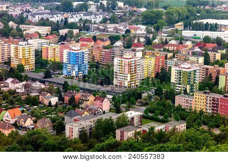 Cityscape Of The Krnov Town With Housing Estates Built In Communism Era And Reconstructed Recently