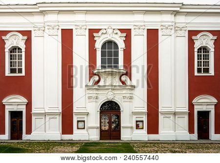 The Facade Of The Baroque Church Poutni Kostel Panny Marie Sedmibolestne On A Cvilin Hill In Krnov, 