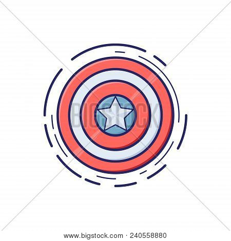 Protection Shield Icon In Thin Outline Style. Vector Illustration. Hero. Star