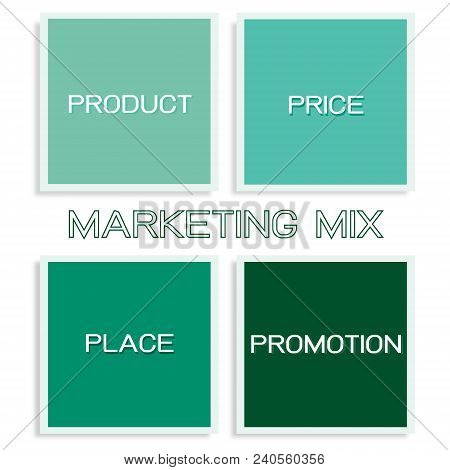 Business Concepts, Illustration Of Marketing Mix Or 4ps Model For Management Strategy Diagram In Gre