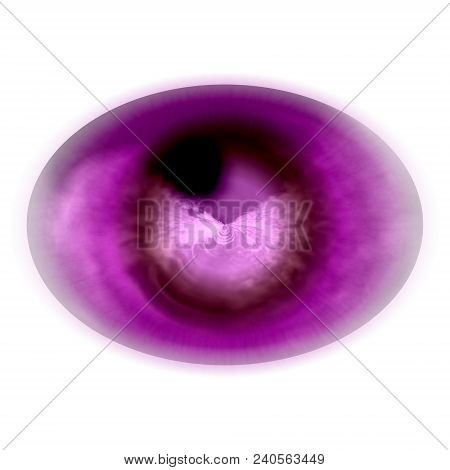 Rentgen Photo. Isolated Elliptic Animal Red Eye With Large Pupil And Bright Retina. Shinning Iris Ar