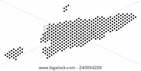 Pixel East Timour Map. Vector Geographic Plan. Cartographic Composition Of East Timour Map Formed Of