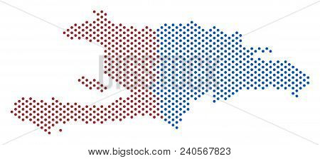 Pixel Haiti And Dominican Republic Map. Vector Geographic Plan. Cartographic Concept Of Haiti And Do