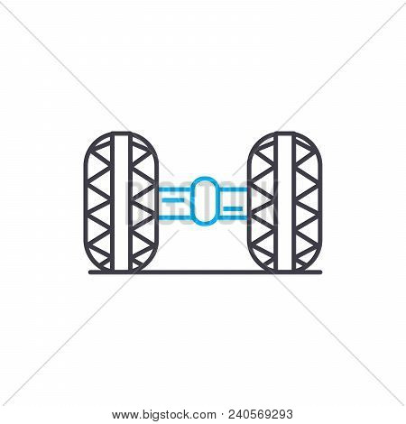 Car Chassis Vector Thin Line Stroke Icon. Car Chassis Outline Illustration, Linear Sign, Symbol Isol