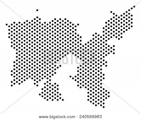 Dot Limnos Greek Island Map. Vector Territory Plan. Cartographic Pattern Of Limnos Greek Island Map 