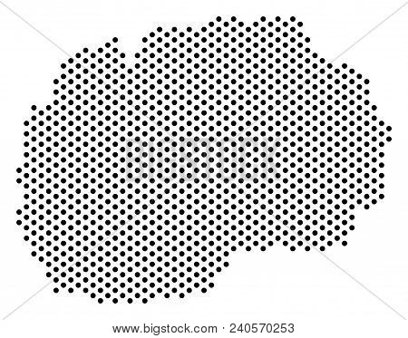 Dot Makedonia Map. Vector Territory Plan. Cartographic Composition Of Makedonia Map Combined Of Sphe