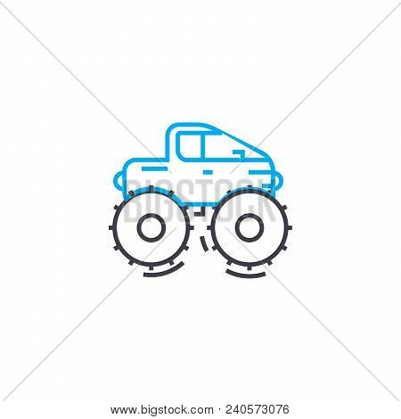 Cross Country Vehicle Vector Thin Line Stroke Icon. Cross Country Vehicle Outline Illustration, Line