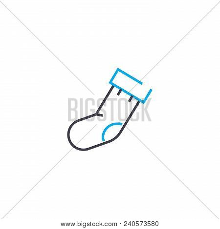 Darned Sock Vector Thin Line Stroke Icon. Darned Sock Outline Illustration, Linear Sign, Symbol Isol