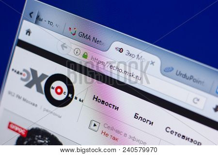 Ryazan, Russia - May 13, 2018: Echo Of Moscow Website On The Display Of Pc, Url - Echo.msk.ru